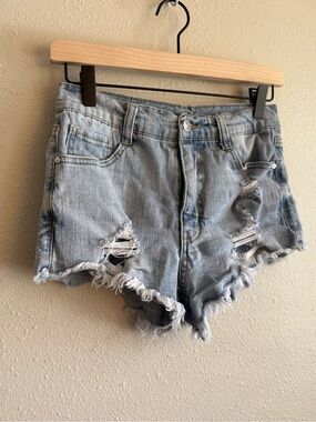 Wallflower Distressed Denim Shorts Size 5 | Light Wash Frayed Hem Cutoff Shorts